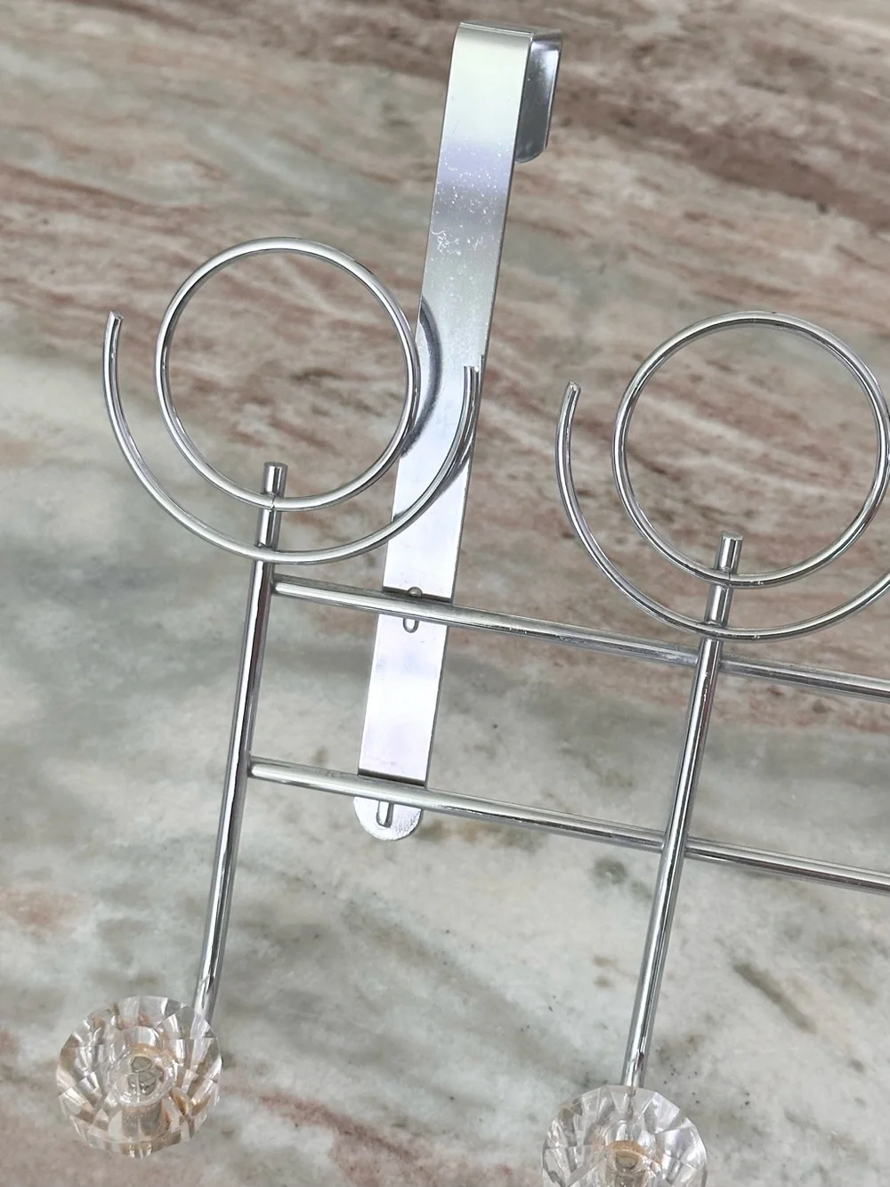Over the Door Hanging Rack with 5 Faux Crystal Knobs Hooks